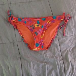 aerie Orange Floral Tie Bikini Bottom
